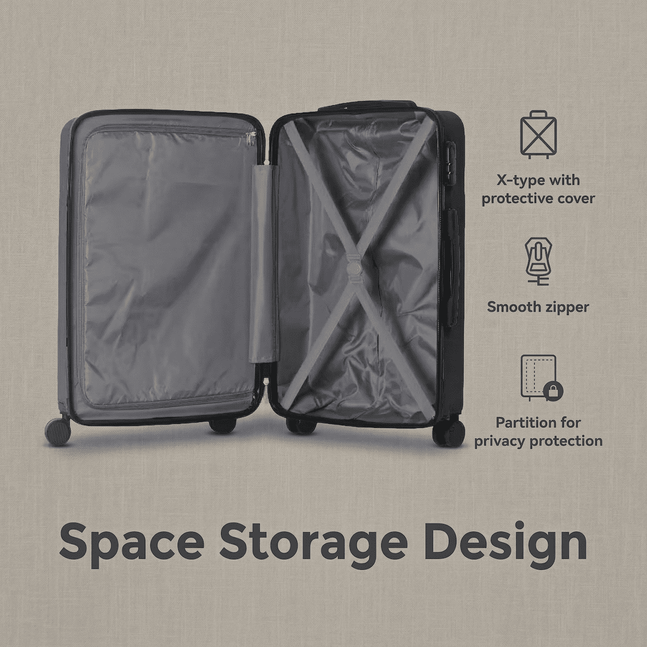 3 Piece Luggage Set, ABS Hardshell Suitcase Set with Spinner Wheels, Lightweight Durable Travel Luggage, 20 24 28 Inch Carry On & Checked Suitcases with Telescopic Handle and Lock (Black)