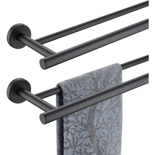 Double Towel Bar Matte Stainless Steel Bath Towel Rack for Bathroom Towel Holder Wall Mount Total Length TBLPB