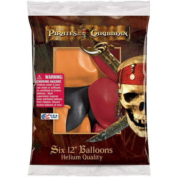 Party Supplies - Pioneer Latex Balloons 6 ct 12" Pirates of the Caribbean 63588