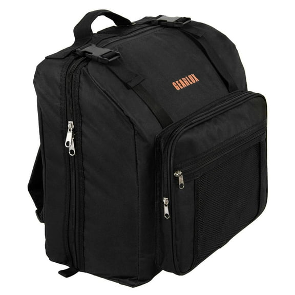Gearlux Accordion Gig Bag Backpack (17" x 14.5"x 10") with Shoulder Straps and A4-Size Pouch - Black