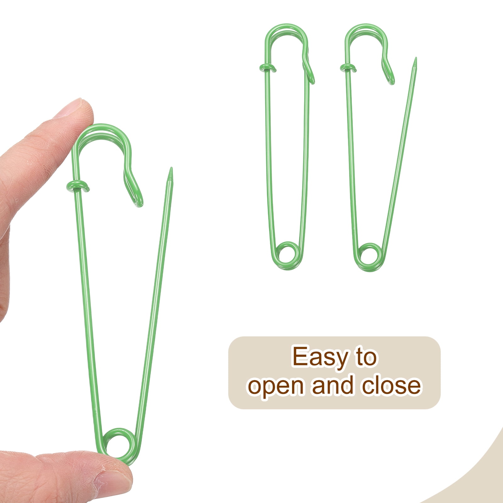 Uxcell 30pcs Safety Pins 100mm Baked Paint Large Safety Pin for Clothes, Green