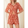thumbnail image 6 of Biezeib Women’s Casual 2 Piece Outfits Fashion Graphic Short Sleeve Button Down Shirt + Shorts Set Loungewear, 6 of 6