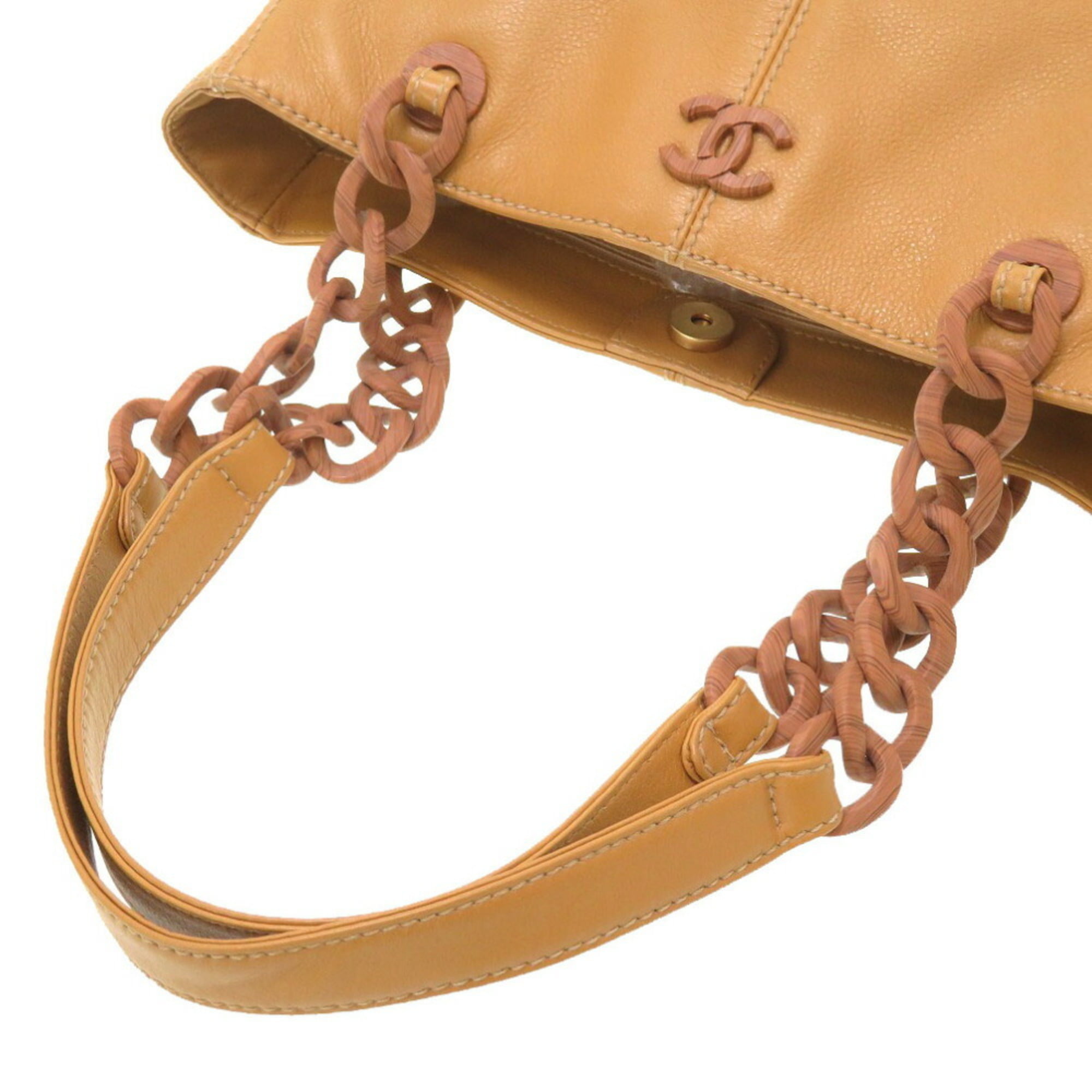 used Pre-owned Chanel Plastic Chain Leather Camel 8th Coco Mark Tote Bag Brown (Fair), Adult Unisex, Size: (HxWxD): 21cm x 29cm x 9cm / 8.26'' x 11.41