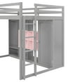 thumbnail image 6 of Full Size Wood Loft Bed with Wardrobe, Solid Wood Loft Bed Frame with Storage Shelves and Cabinet, Space Saving Design, for Bedroom, Dorm, Pink+Grey, 6 of 9