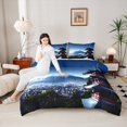 thumbnail image 4 of Manfei Blue Mount Fuji Bedding Sets Full with Comforter, Nature Scenery Comforter Sets Full Size, Japanese Style Reversible Down Comforter, Breathable Room Decorative, 3pcs, 4 of 8
