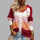 thumbnail image 3 of Suéteres para Mujer Diseño De Empalme con Cuello En V Estilo con Capucha Color De Contraste Suéter con Capucha para Mujer para Fiesta Oficina Hogar Rojo L, 3 of 6