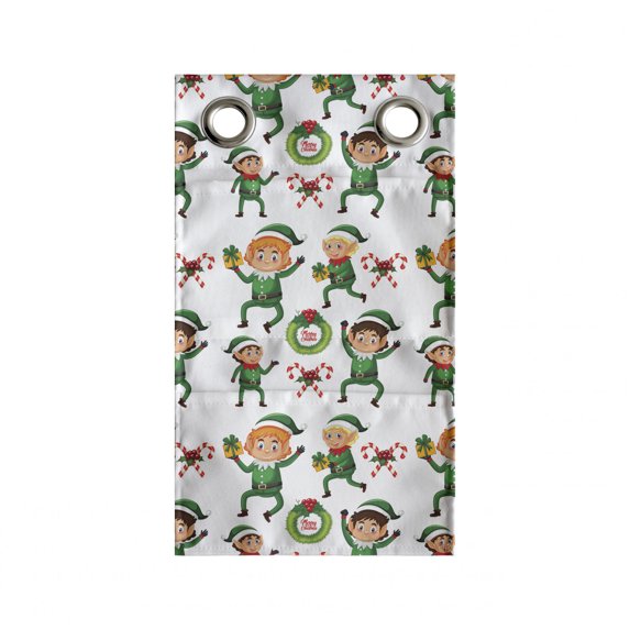 Elf Hanging Pocket Organizer, Repetitive Happy Dwarf with Presents and Candy Canes Holiday, Printed Polyester Storage Bag with Pockets, 9" x 16", Green and Multicolor