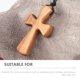 thumbnail image 2 of Collar tallado a mano con cruz de madera, collar ajustable con colgante de cruz de madera, 2 of 8