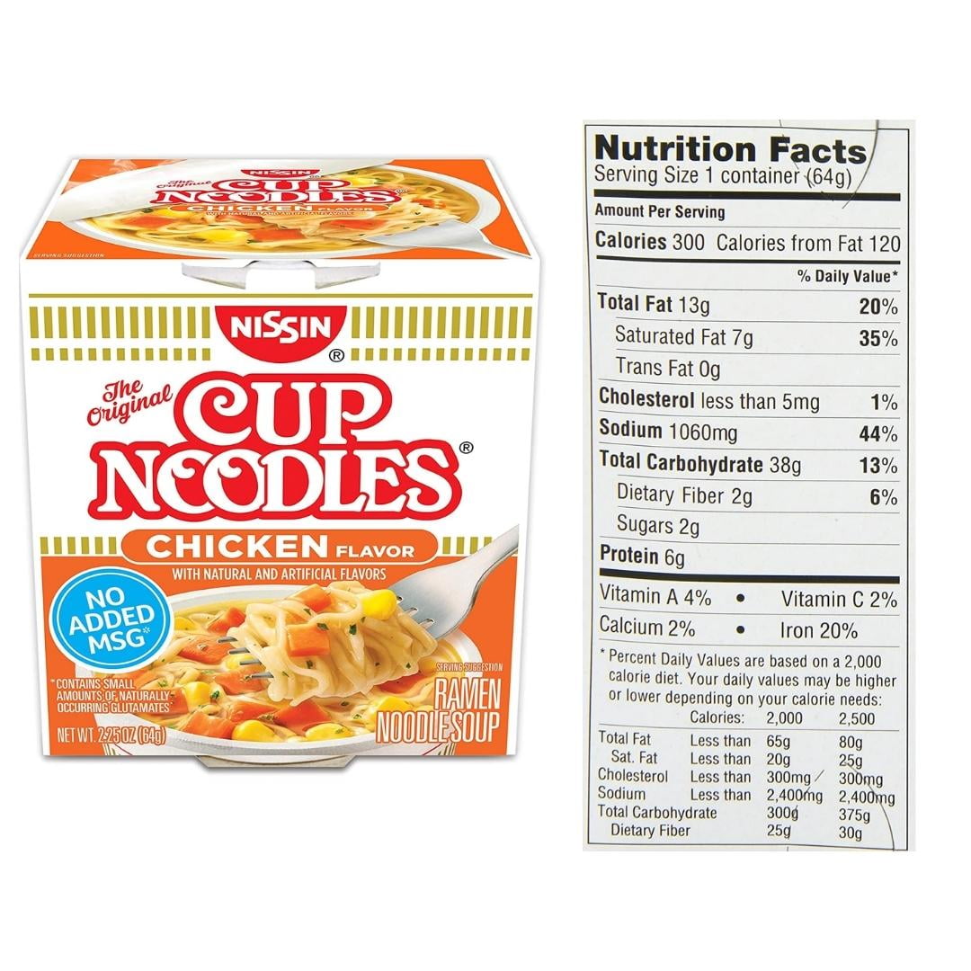 Nissin Cup Noodles Ramen Noodle Soup, Chicken Flavor, 2.25 Ounce (Pack of  12)