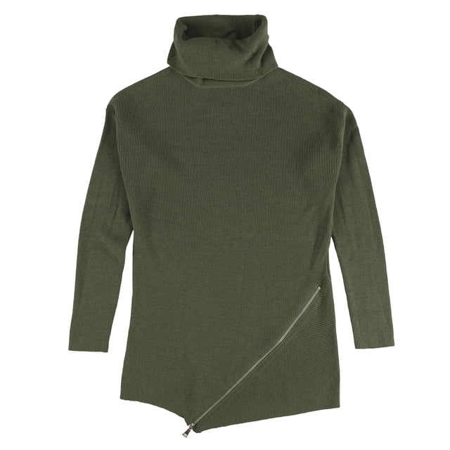 bar III Womens Zipper Tunic Sweater, Green, Small