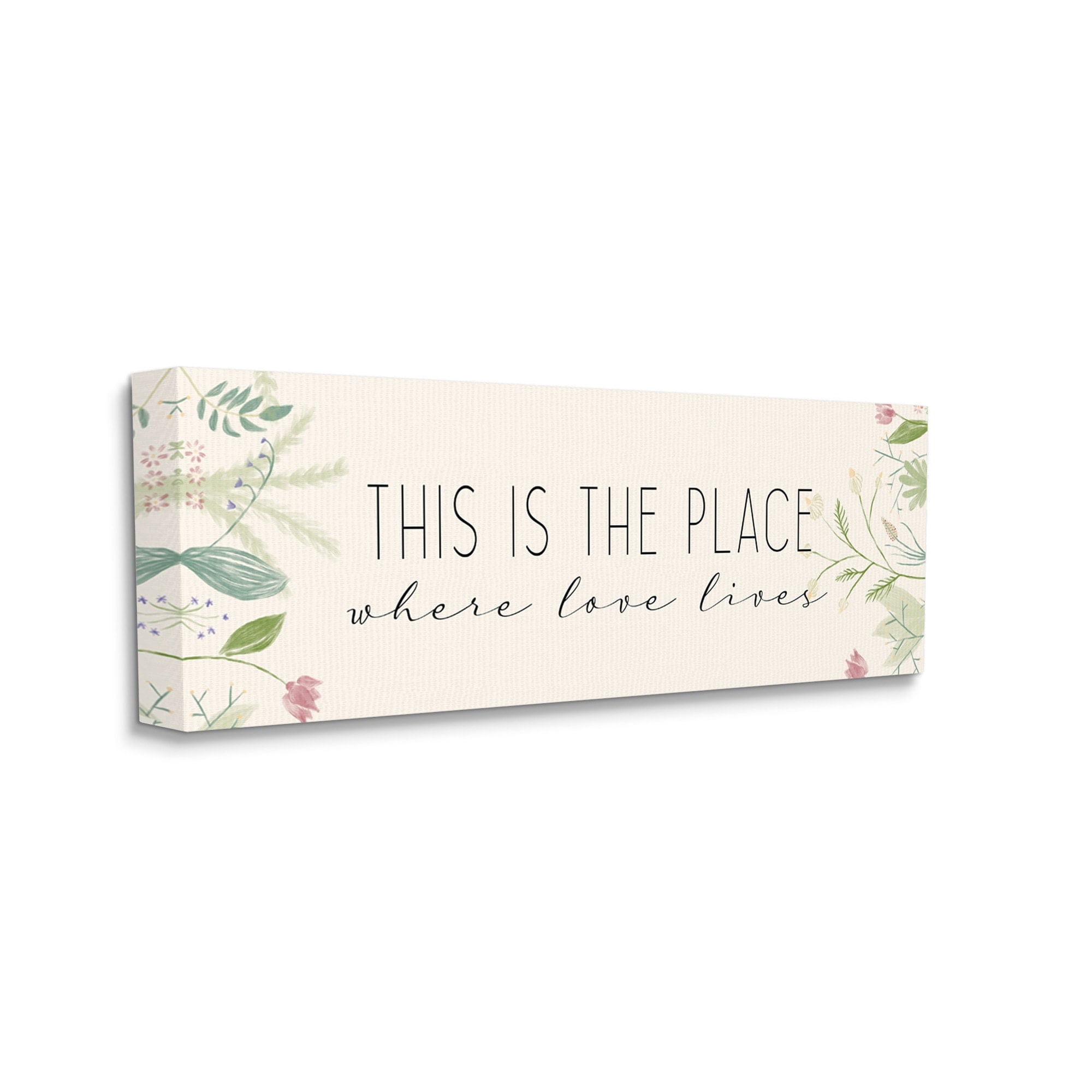 Stupell Industries Where Love Lives Phrase Quaint Floral Charm Canvas Wall Art by Kim Allen