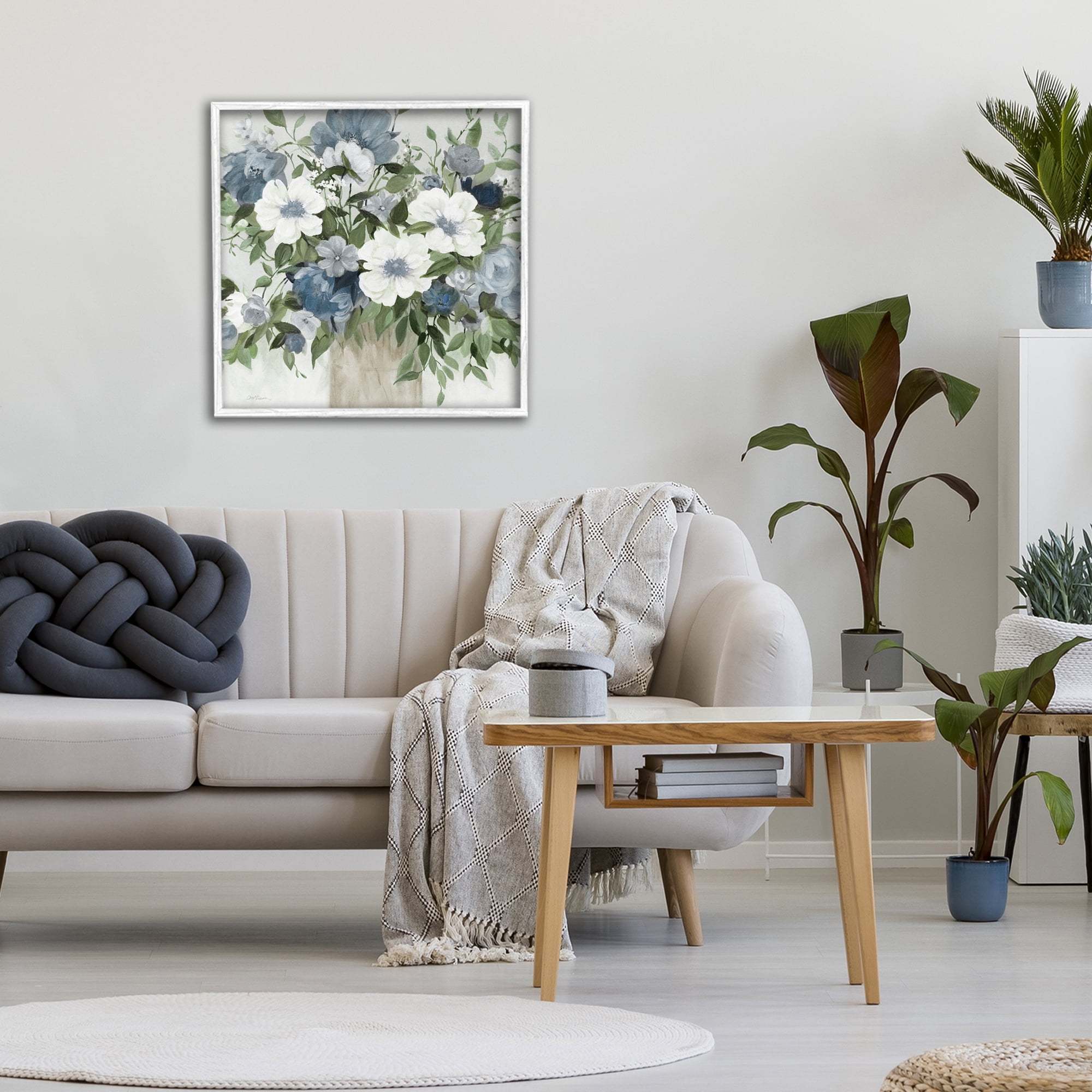 Stupell Industries White & Grey Blossoms White Framed Giclee Art, design by Carol Robinson