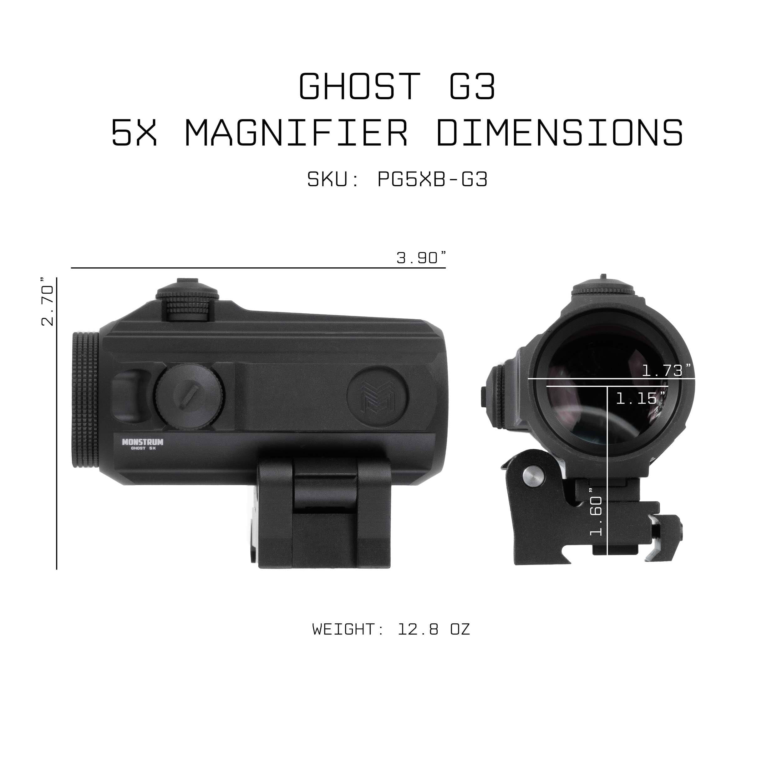 Monstrum Ghost G3 5X Magnifier with Flip-to-Side Mount
