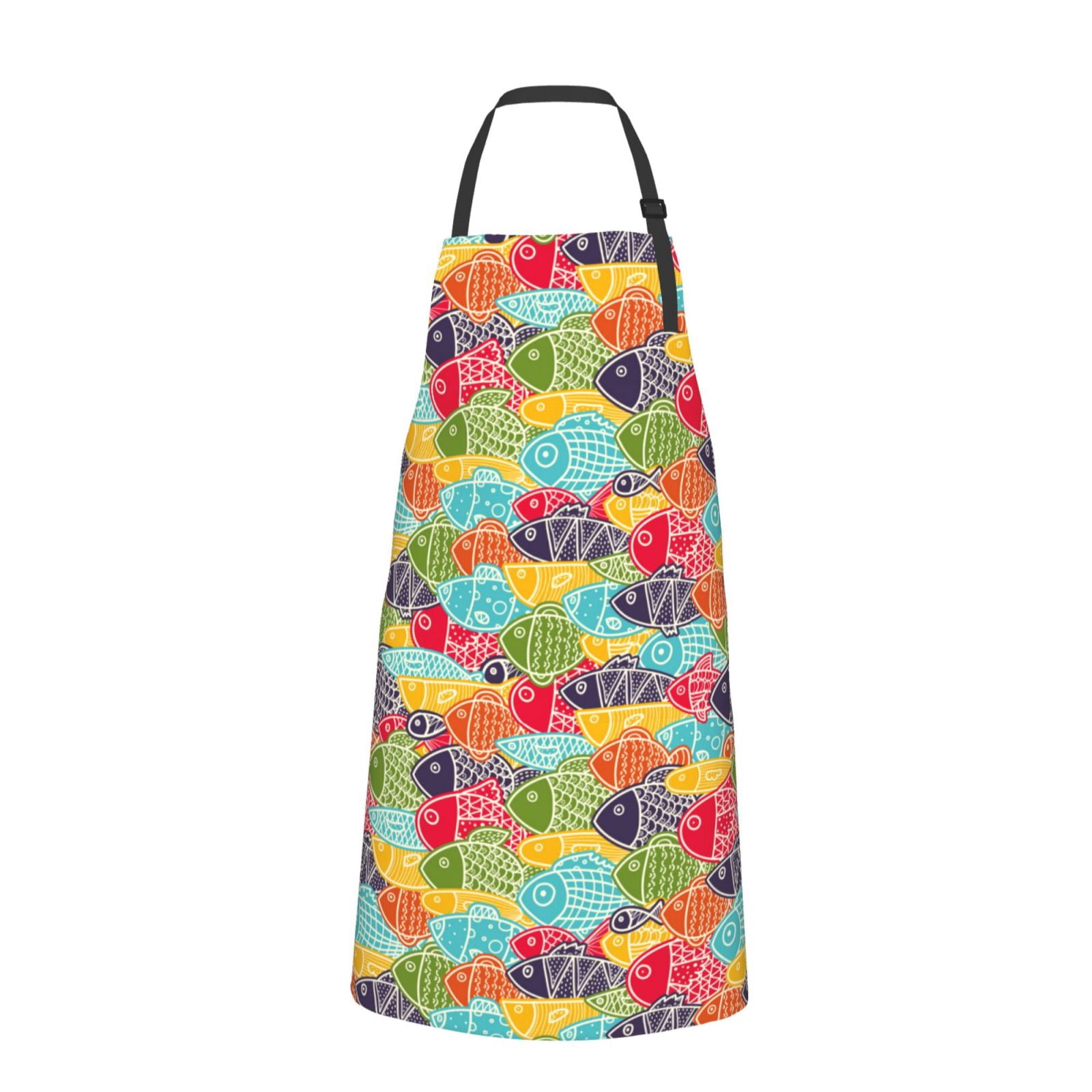 Vsdgher Colorful Fish 2 Waterproof Apron with 2 Pockets Kitchen Chef Aprons Bibs for Grooming Cooking Baking Painting Gardening