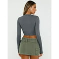 thumbnail image 2 of Women's Long Sleeve Shirts Slim Fit Crewneck Crop Tops Basic Fall Going Out Tops, 2 of 6