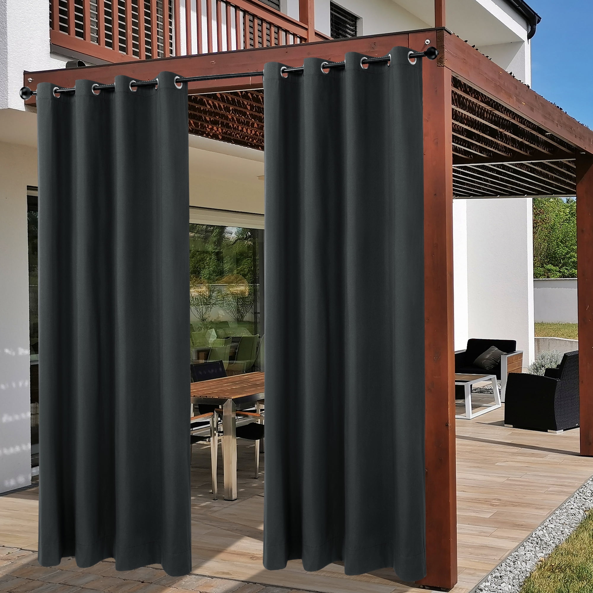 REGALWOVEN Blackout Curtains 2 Panels for Bedroom with Black Liner , Double Layer Grommet Thermal Insulated Living Room Curtain Black 52"Wx108"L