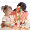 thumbnail image 3 of Juegos de apilamiento de madera, juegos de bloques de equilibrio, juguetes educativos para niños pequeños para niños de 3 4 5 6 años, bebés, adultos, 16 piezas (acróbatas apilables) Feliz Sencillez, 3 of 5
