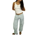 thumbnail image 5 of Coduop Women Parachute Cargo Pants Wide Leg Low Waist Drawstring Track JoggerTrouser Casual Pant, 5 of 8