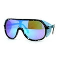 thumbnail image 1 of Color Mirror Windbreaker Visor Shield Racer Plastic Sunglasses Black Teal Teal Mirror, 1 of 4
