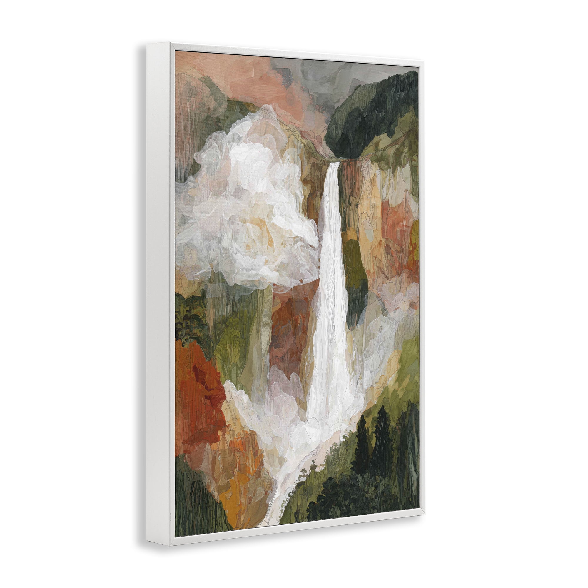 Stupell Industries Mountain Waterfall Landscape White Framed Giclee Art, design by Chromatic Storm Studio