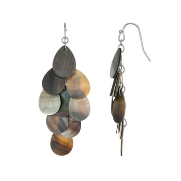 Time and Tru Shell Dangle Earring, Black