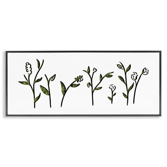 Stupell Industries Cottage Spring Bloom Abstract Florals over Grass Pattern Black Framed Giclee Art, 24 x 10, by Lil' Rue