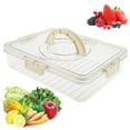 thumbnail image 2 of Fruit Storage Container with with Lid and Handle Stackable Refrigerator Fruit Organizer Airtight Fruit Organizer Bins Clear Fridge Produce Keeper Portable Fridge Organizer Box for Fruit Vegetable, 2 of 6