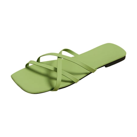 

Women Sandals clearance for Juebong Women s Strappy Slide Flat Sandal Fashion Slippers Slip On Sandals Slides Casual Peep Toe Beach Summer