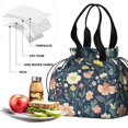 thumbnail image 4 of Pioneer Flower Floral Print Pattern Drawstring Lunch Bag Women - Drawstring Lunch Bag Insulated for Work Office - Stain-Resistant Large Lunchbags for Women with Multi-Pockets, 4 of 6