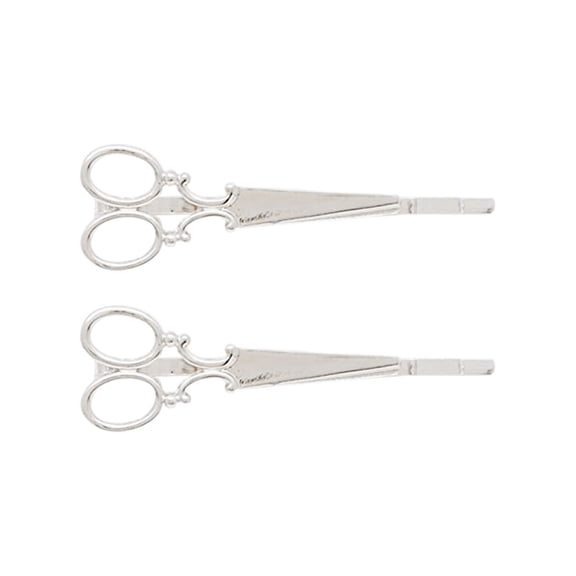 CXHEGBEJ 2Pcs Cute Scissors Shape Hair Clips for Women Fun Hair Barrettes Claw Clips Strong Hold Hairpin Alloy Catch Clip for Everyday Thick Hair Hat Hairstyles Silver
