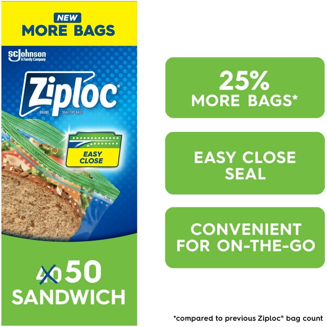 Ziploc® Sandwich Bags with Grip 'n Seal Technology