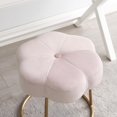 thumbnail image 3 of Linon Siena Gold Steel Base Upholstered Flower Shape Vanity Stool in Pink Velvet, 3 of 11