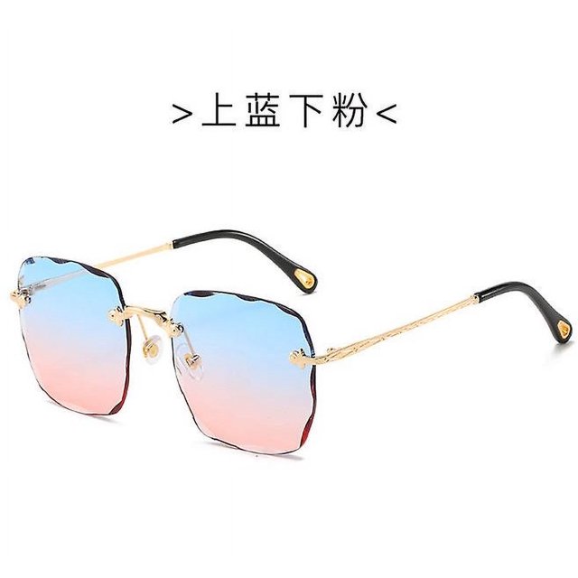 2023 Women's Fashion Personality Cut Edge Sunglasses Rimless Square Gradual Color Shades Uv Protection Sunglasses
