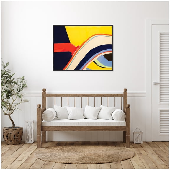 Kate and Laurel Retro Bright Abstract True Color 1 Framed Canvas Wall Art by Grant Mahr 42 x 32 Sylvie Black, Modern Contemporary, Abstract Art for Wall Decor, Living Room Bedroom