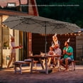 thumbnail image 3 of Gymax 15Ft Solar LED Patio Outdoor Double-Sided Umbrella w/ 48 Lights Crank Tan, 3 of 8