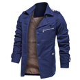 thumbnail image 4 of Fgnfyis Mens Jackets Casual Lapel Mid Length Pure Jacket Coats for Men Blue M, 4 of 5