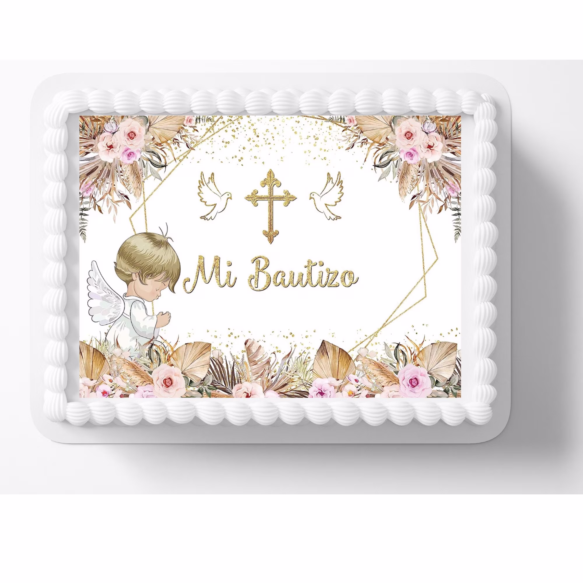 Mi Bautizo Edible Image Cake, Cupcake & Cookie Topper, by Tnct.