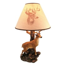 Zeckos `Champion` 12 Point Buck Table Lamp with Deer Printed Shade