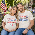 thumbnail image 3 of Pregnancy Announcement Matching Couple Comfort Colors Shirts, Expecting Little Firecracker Tee Set, 4th Of July Gift For New Parents, 3 of 7