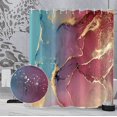 thumbnail image 2 of Marble Bathroom Shower Curtain Green Red Gold Sand Waterproof Fabric Shower Curtains with Hooks Watercolor Abstract Shower Curtains Cloth for Home Bath Decor 72x72 inches, 2 of 6