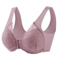 thumbnail image 4 of Gymayou 3 Pack Women Front Closure Wireless Lace Bra hin Breathable Full Coverage Beauty Back Bralette Wide Comfort Strap No Underwire Everyday Lingerie Navy 5XL, 4 of 7