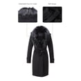 thumbnail image 2 of Giolshon Women's Faux Suede Long Jacket Lapel Outwear Trench Coat Cardigan with Detachable Faux Fur Collar XXL, 2 of 7
