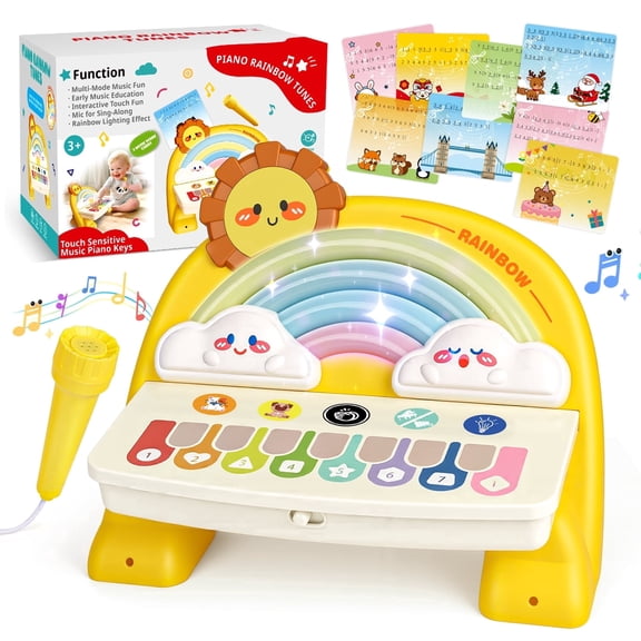Beefunni Musical Piano Keyboard Toy with Light-Up Keys, Interactive Sound & Animal Effects, Early Learning Music Toy, Portable Keyboard, Gift Idea