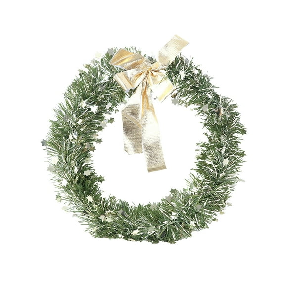 Gold Artificial Rattan Wreath With Christmas Ribbons For Indoor Outdoor Decor Fireplace Door Wall Holiday Decoration