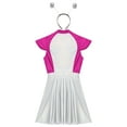 thumbnail image 6 of Aislor Women Robot Alien Cosplay Costume Metallic Outer Space Man Outfit A-line Dress with Headwear Hot Pink M, 6 of 7