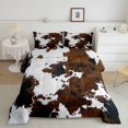 thumbnail image 2 of Manfei Vintage Cow Spot Queen Comforter Set 3 Pieces,Abstract Animal Spot Comforter Sets Queen,Brown White,1 Comforter and 2 Pillowcases,Reversible, 2 of 5