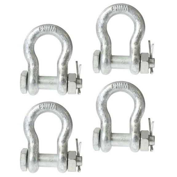 Anchor Shackle - Bolt Type - 3/8" Steel - 1 Ton - 4 Pack