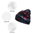thumbnail image 3 of Lsque Cosmic Red Sparkle Dice Pattern Knitted Beanie, Unisex Winter Hat, Knit Hat Winter Beanies Thick Fisherman Beanies Cuffed Plain Skull Caps, 3 of 6