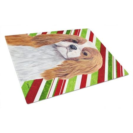 

Caroline s Treasures SC9354LCB Cavalier Spaniel Candy Cane Holiday Christmas Glass Cutting Board Large 12H x 16W