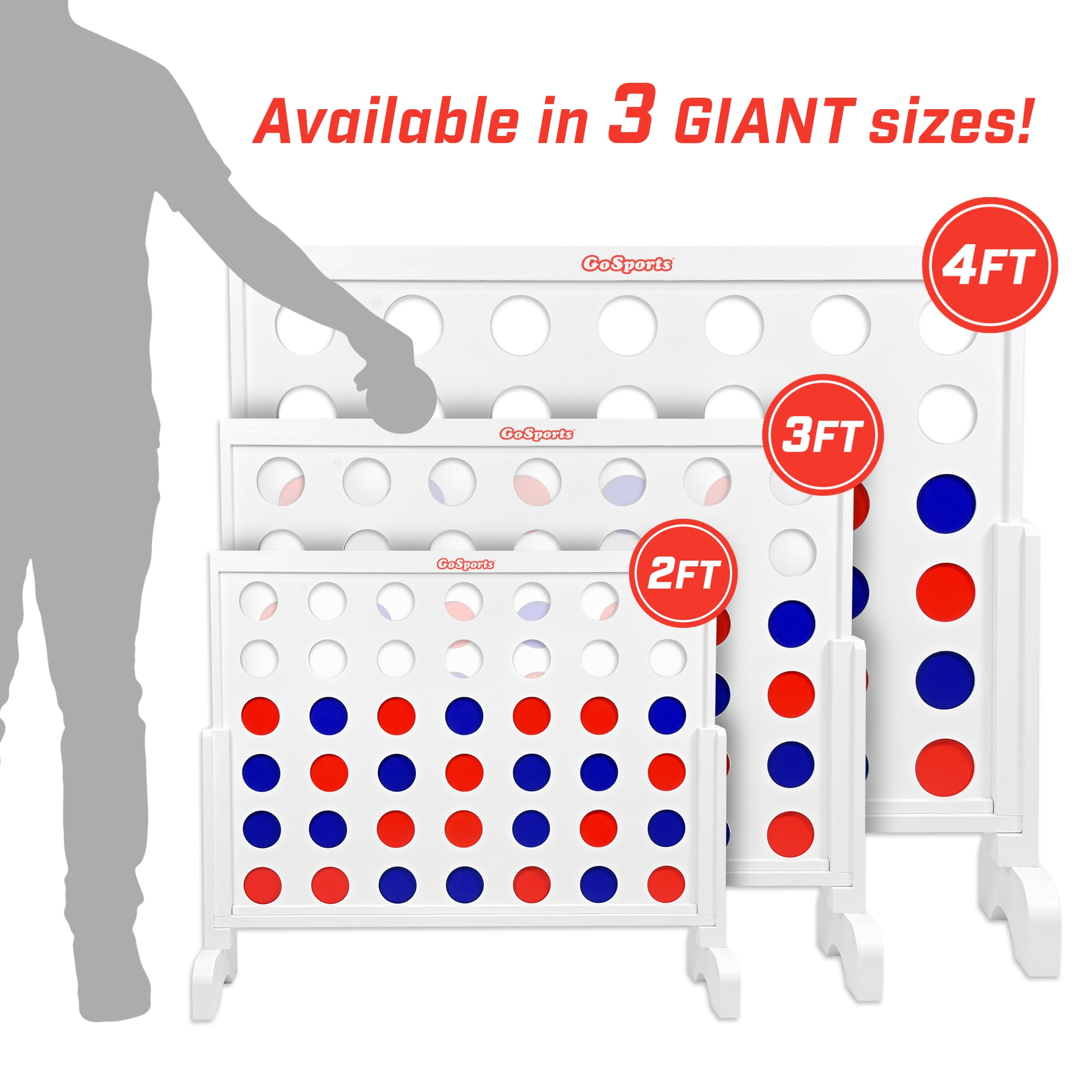GoSports Giant 4 in a Row 2 Ft Wide Wooden Outdoor Backyard Lawn Game with Case